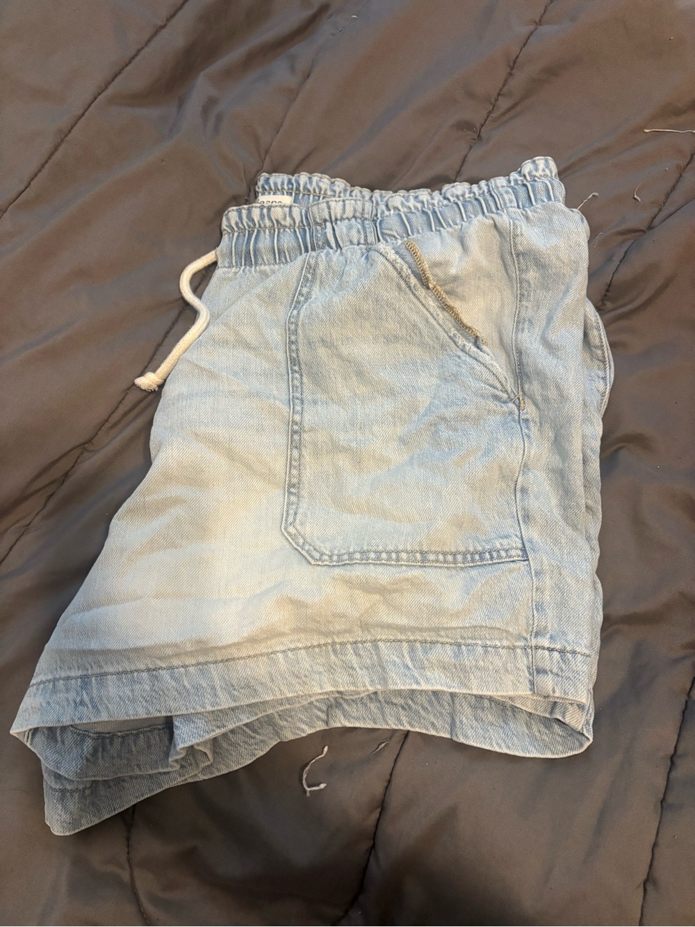 Maurices Light Blue Denim Drawstring Shorts